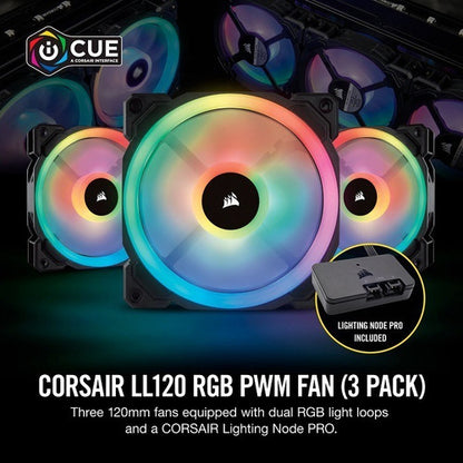 Ventilador Corsair Ll120 Rgb, 120mm, 600 - 1500rpm 3 Piezas