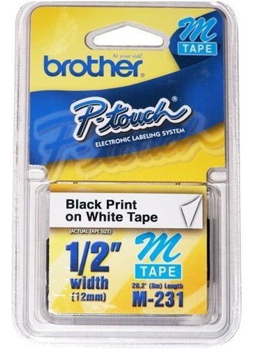 Cinta Brother M231 Negro/blanco 12mm Pt85 100/110