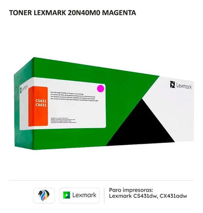 Toner Lexmark 20n40m0 Magenta, Rendimiento Estandar 1500 Pag Magenta