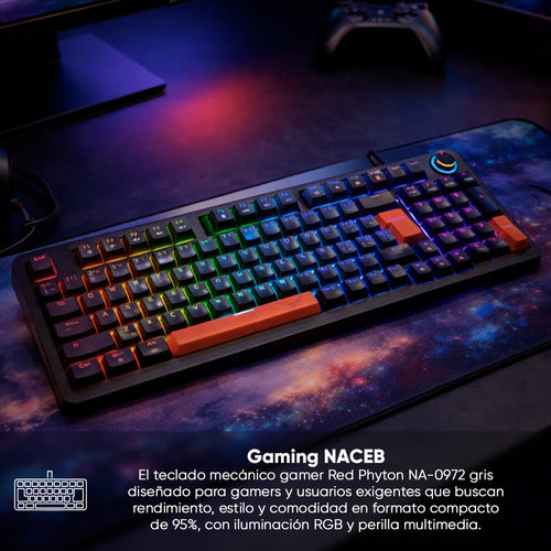Teclado Gaming Naceb Na-0972 Mecánico Gris Qwerty