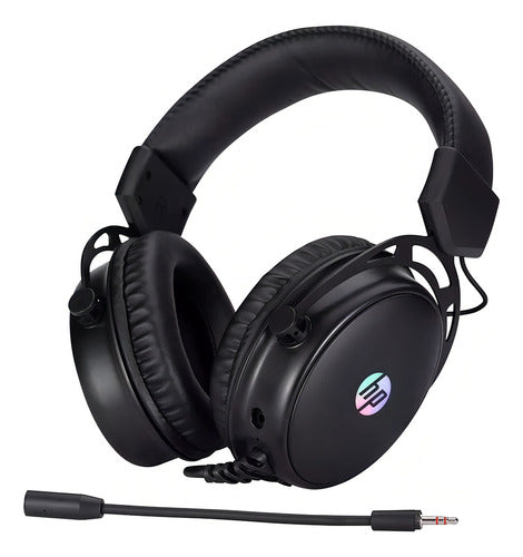 Audífonos Hp Gamer Dhe-8005u Negros Con Luz Led Azul