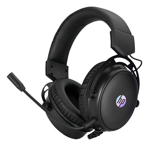 Audífonos Hp Gamer Dhe-8005u Negros Con Luz Led Azul