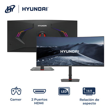 Monitor Curvo Para Gaming Hy View 34, Curvatura R1000, Ultrawide Qhd 3440x1440p, Pantalla Ips, 180hz, 1ms (mprt), 4ms... Negro