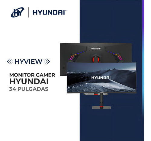Monitor Curvo Para Gaming Hy View 34, Curvatura R1000, Ultrawide Qhd 3440x1440p, Pantalla Ips, 180hz, 1ms (mprt), 4ms... Negro