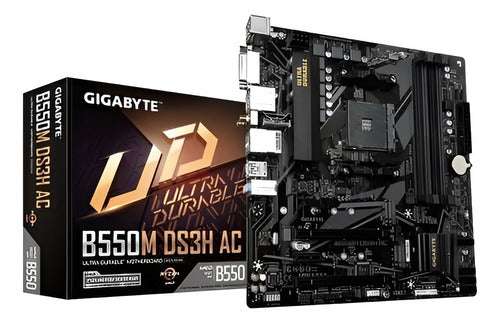 Tarjeta Madre Gigabyte B550m Ds3h Ac R2 1.0, Micro-atx, Am4 Negro