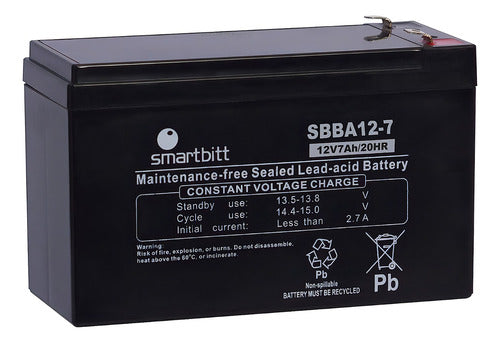 Batería De Reemplazo Smarbitt Sbba12-7, Negro, 12 V, 7 Ah