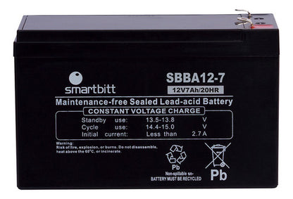 Batería De Reemplazo Smarbitt Sbba12-7, Negro, 12 V, 7 Ah