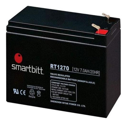Batería De Reemplazo Smarbitt Sbba12-7, Negro, 12 V, 7 Ah