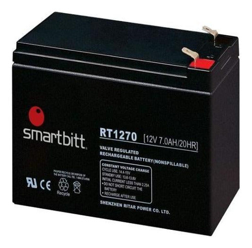 Batería De Reemplazo Smarbitt Sbba12-7, Negro, 12 V, 7 Ah