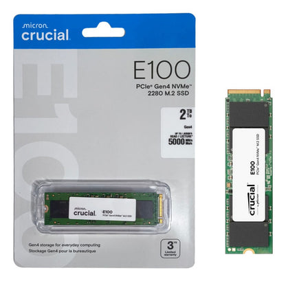 Ssd Crucial Ct2000e100ssd8 Nvme, 2tb, M.2, Pci Express 4.0 Verde