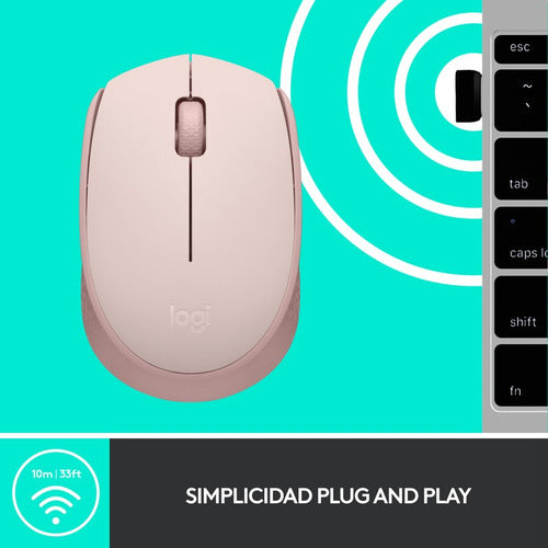 Mouse Logitech M170- 910-006862 Inalámbric Óptico Color Rosa Rosa