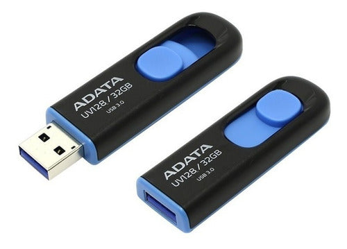 Memoria Usb Adata Dashdrive Uv128, 32gb, Usb 3.0 Negro/azul