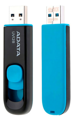 Memoria Usb Adata Dashdrive Uv128, 32gb, Usb 3.0 Negro/azul
