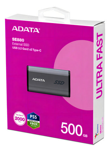 Ssd Externo Adata Se880, 500gb, Usb-c 3.2, Gris