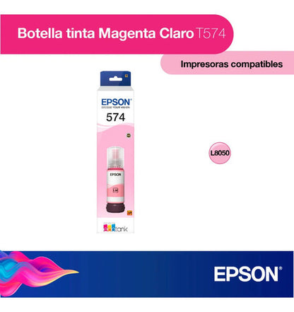 Tanque De Tinta Epson T574 Magenta Claro, 70ml, 7,300 Página
