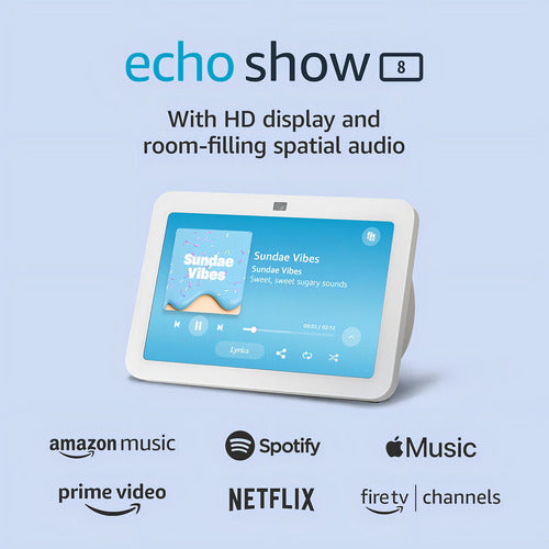 Amazon Echo Show 8 Gen 3 Asistente De Voz 8  Hd, Blanco Glacier White
