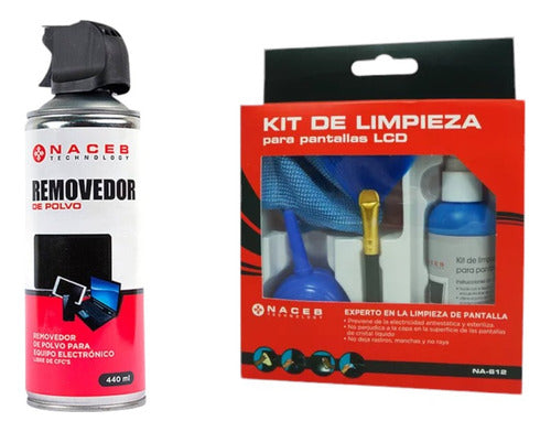 Kit De Limpieza Aire Comprim, Fibra , Liq Y Brocha Pantalla