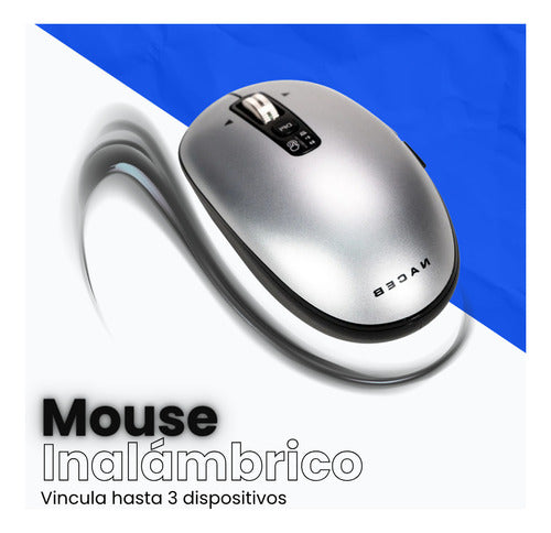 Mouse Naceb Óptico Ls1, Inalámbrico, Bluetooth 3.200dpi Gris