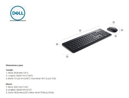 Kit De Teclado Y Mouse Inalámbrico Dell Km3322w Español Teclado Negro