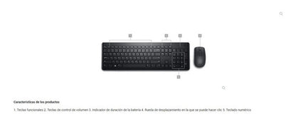 Kit De Teclado Y Mouse Inalámbrico Dell Km3322w Español Teclado Negro