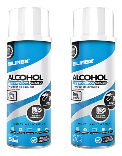 Kit 2 Pz Alcohol Isopropílico 99% Aerosol De 250 Ml Silimex