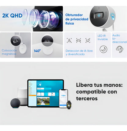 Cámara Wi-fi De Seguridad Deteccion Ia Tp-link 2k Qhd /tapo Blanco