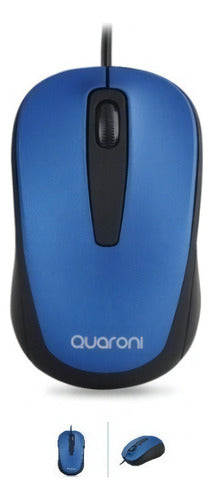 Mouse Óptico Alámbrico Quaroni Maq02 Azul 1200 Dpi Ambidiestro