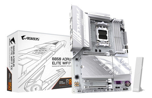 Tarjeta Madre Aorus B850 A Elite Wf7 Ice Atx Am5 256gb Ddr5 Blanco