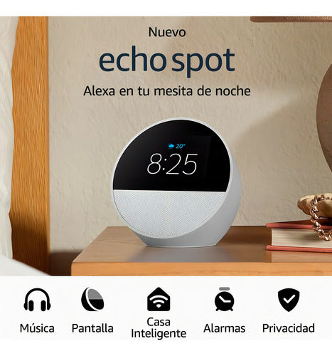 Amazon Echo Spot Bocina Inteligente Pantalla Con Reloj White