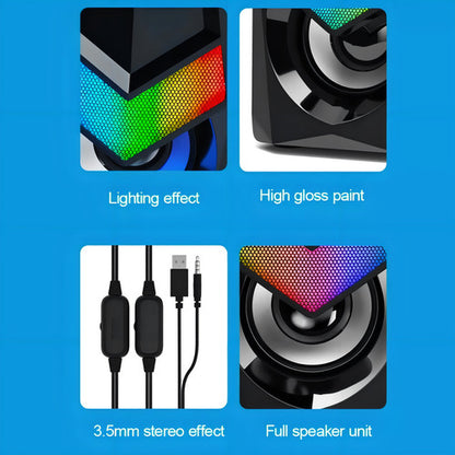 Bocinas Alámbricas Escritorio Luz Rgb Hp Dhe-6000 Audio Negr Black