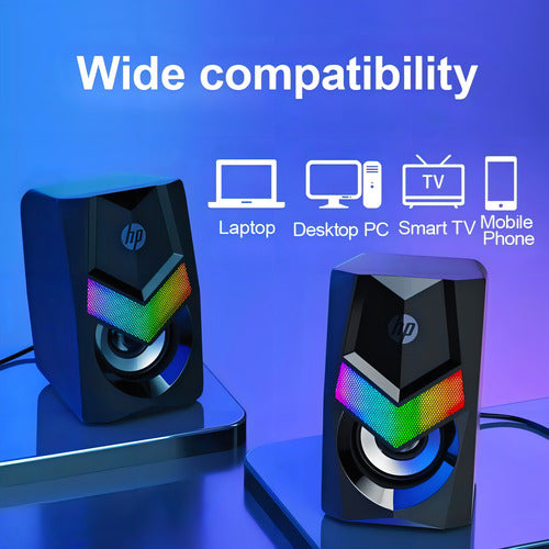 Bocinas Alámbricas Escritorio Luz Rgb Hp Dhe-6000 Audio Negr Black
