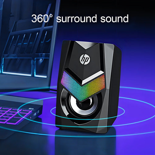 Bocinas Alámbricas Escritorio Luz Rgb Hp Dhe-6000 Audio Negr Black