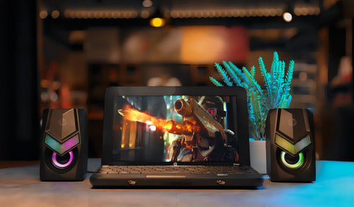 Bocinas Alámbricas Escritorio Luz Rgb Hp Dhe-6000 Audio Negr Black