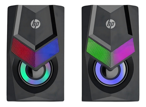 Bocinas Alámbricas Escritorio Luz Rgb Hp Dhe-6000 Audio Negr Black