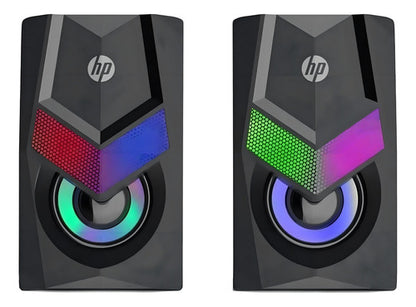 Bocinas Alámbricas Escritorio Luz Rgb Hp Dhe-6000 Audio Negr Black