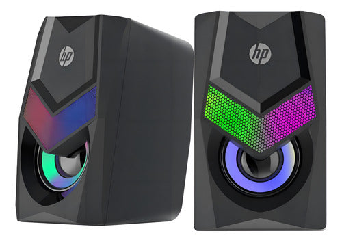 Bocinas Alámbricas Escritorio Luz Rgb Hp Dhe-6000 Audio Negr Black