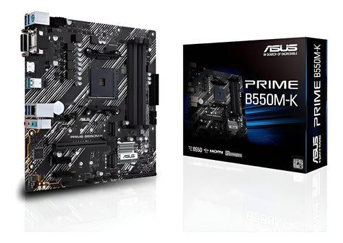 Tarjeta Madre Asus Prime B550m-k, Micro-atx Am4 128gb Ddr4 Negro