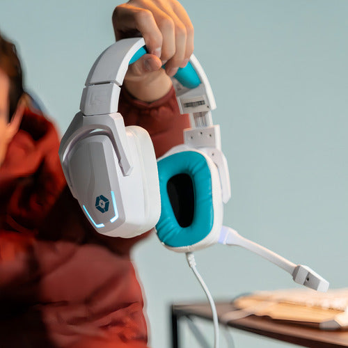 Vortred Audífonos Gamer Cloud Pass 7.1, 2.2m Blanco/azul