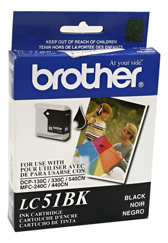 Tinta Brother Lc51bk Negro 500 Paginas Rendimiento Estandar