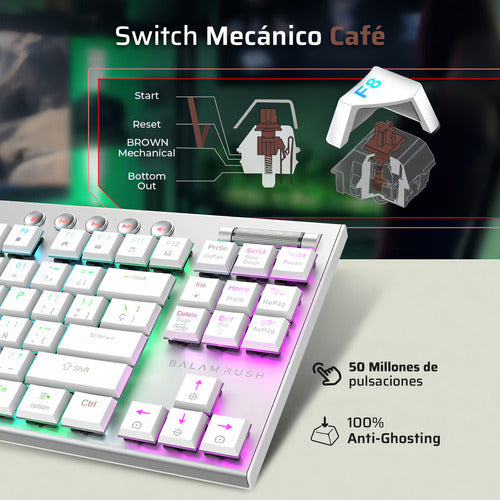 Teclado Gamer Balam Rush Dominate Expert Gk959 Led Tk Blanco