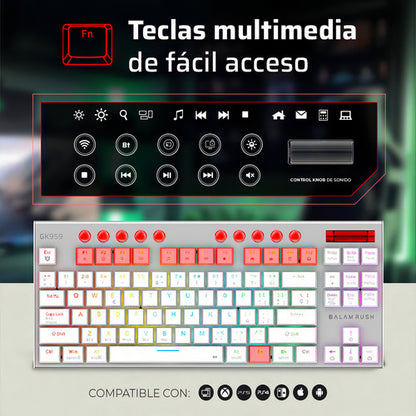 Teclado Gamer Balam Rush Dominate Expert Gk959 Led Tk Blanco