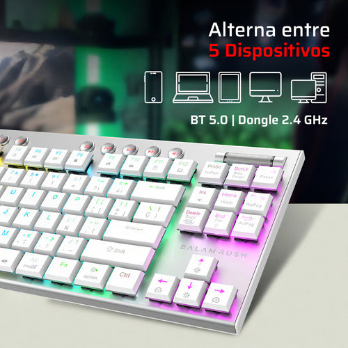 Teclado Gamer Balam Rush Dominate Expert Gk959 Led Tk Blanco