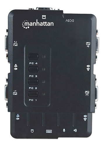 Kvm Switch Manhattan 151269 4 Puertos Usb Vga 1600x900 Red Ethernet