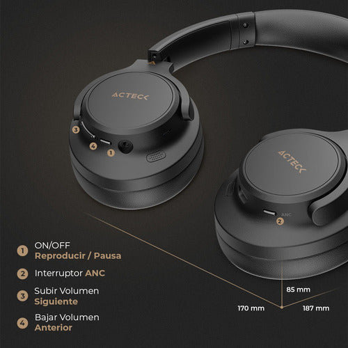 Audifonos Acteck Hype Epic Hp750 Bluetooth Ac-940856 Negro