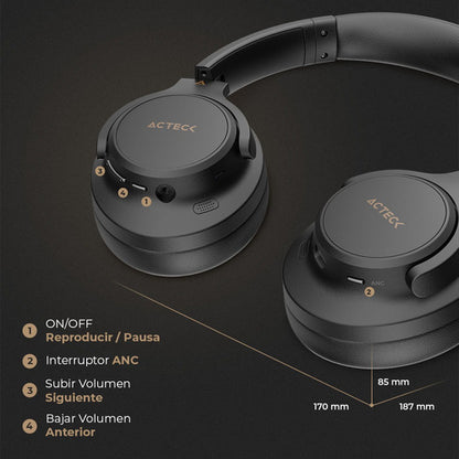 Audifonos Acteck Hype Epic Hp750 Bluetooth Ac-940856 Negro