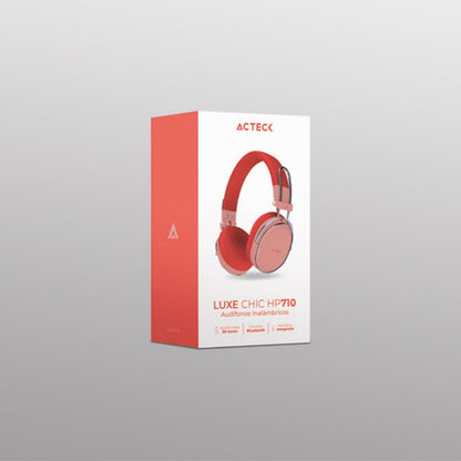 Audífonos Tipo Diadema Acteck Luxe Chic Hp710 Bluetooth Rojo Rosa