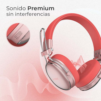 Audífonos Tipo Diadema Acteck Luxe Chic Hp710 Bluetooth Rojo Rosa