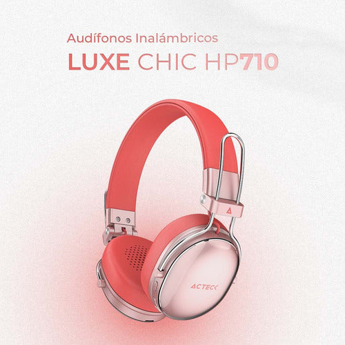 Audífonos Tipo Diadema Acteck Luxe Chic Hp710 Bluetooth Rojo Rosa
