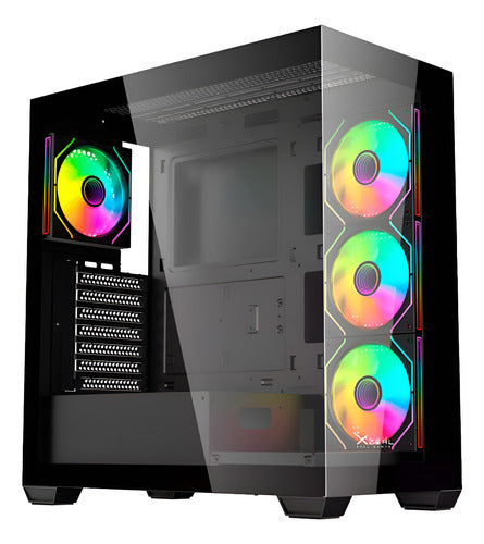 Gabinete Xzeal Xz-140, Midi-tower 4 Ventiladores  Negro