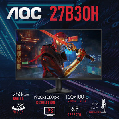 Monitor Gamer 27 Aoc 27b30h 1ms 100hz Full Hd Ips Led Hdmi Adaptive-sync Negro